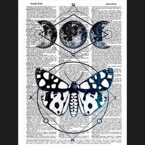 Moon Moth Sacred Geometry Spirityal Dictionary Art Print